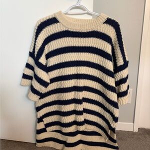 Apiece Apart Navy and Cream Striped Sweater